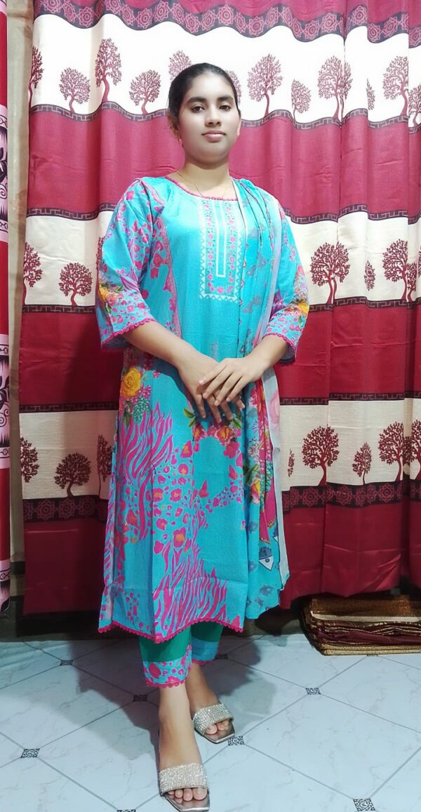 Premium Cotton Digital Print Three Piece - Image 5